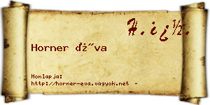 Horner Éva névjegykártya